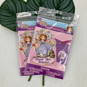 Disney Sofia The First Princess Pink Thank You Postcard Envelope Seal Party Set